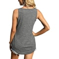 thumbnail image 4 of Women Sleeveless Shirt Fashionable Comfortable Breathable Curved Hem Women Tank Top for Summer Grey XL, 4 of 6