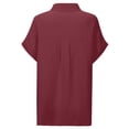 thumbnail image 6 of Yievot Button Down Shirts for Women Collared Short Sleeve Side Slit Textured Lightweight Casual Office Tops with Pocket, 6 of 7