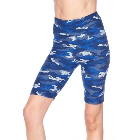 Buttery Soft Blue Grid Camouflage Plus Size Shorts (One Size Plus,Blue)