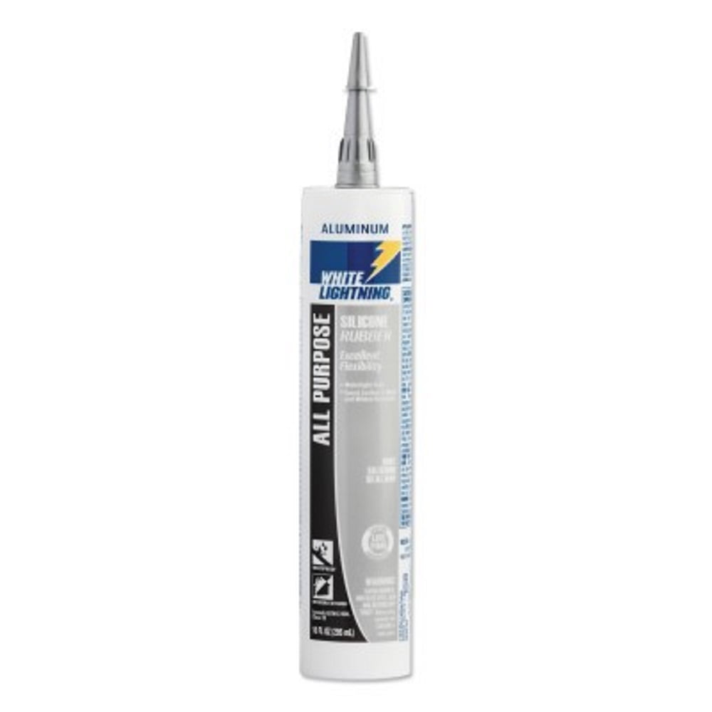 WHITE LIGHTNING W11124510 RTV Silicone Sealant,Aluminum,10 oz
