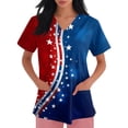 thumbnail image 4 of Plus Size Scrub Tops for Women American Flag Print Independence Day Patriotic Star V Neck Shirts Short Sleeve Relaxed Fit Comfy Nursing Uniforms with Pockets, #01 Watermelon Red, L, 4 of 4