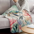 thumbnail image 3 of Coastal Turtle Blanket Soft Cozy Warm Throw Blanket for Couch, Plush Fuzzy Flannel Fleece Blankets for Sofa, Farmhouse Nautical Coral Starfish Seashells Bed Blankets Gifts for Men, 50"x80", 3 of 9