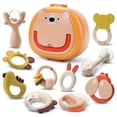 thumbnail image 1 of 10 Pieces Small Animal Rattle Mixing Color Teething Ring Baby Set from 0 3 6 9 12 Months High Cute Modeling Baby Toy, 1 of 4
