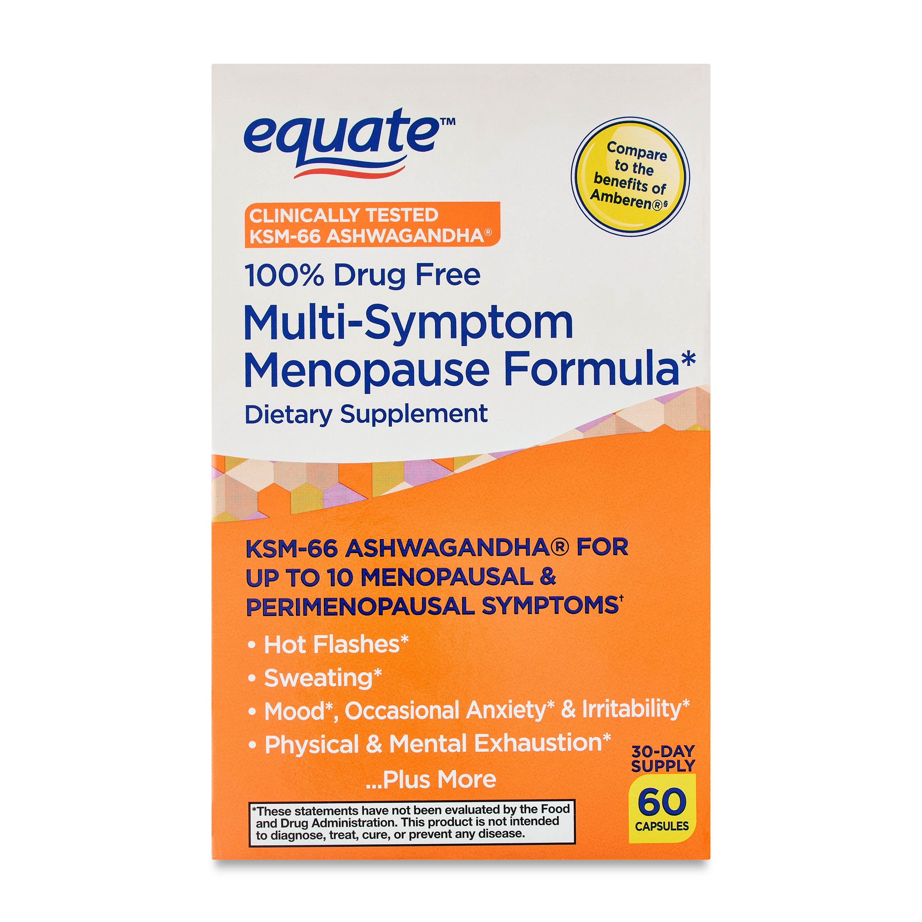 (3 pack) Equate Multi-Symptom Menopause Formula Dietary Supplement, 60 Count, Compare to the Benefits of Amberen®