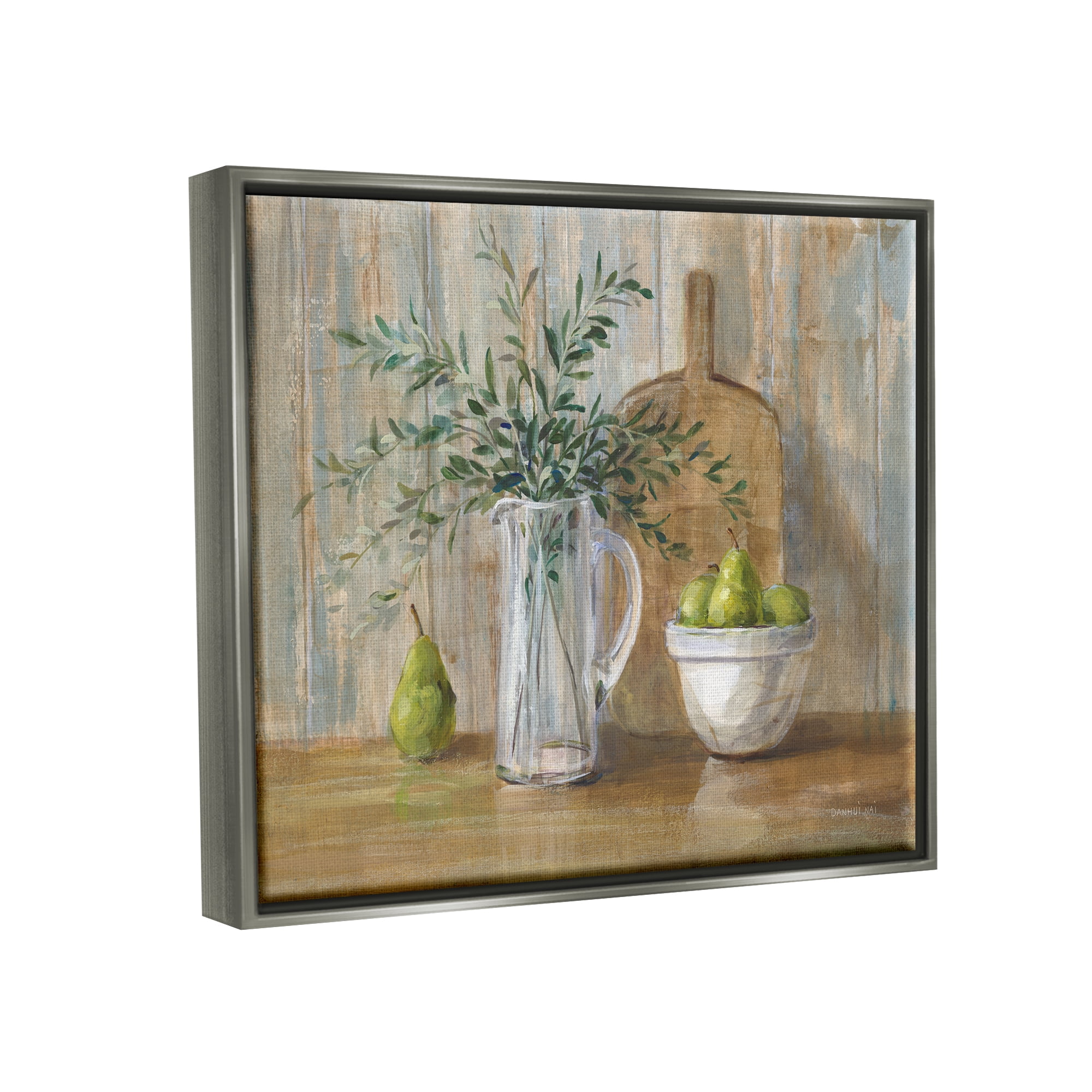 Stupell Industries Rustic Pears Still Life Food & Beverage Painting Gray Floater Framed Art Print Wall Art, 21 x 17
