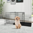 thumbnail image 2 of YRLLENSDAN 30 inch Foldable Large Dog Crate for Large Dogs, Metal Wire Dog Cage with Plastic Tray and Handle Double-Door Outdoor Dog Crates and Kennels for Medium Small Dogs, Black, 2 of 7