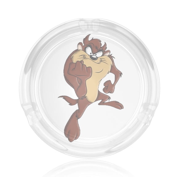 Looney Tunes Tasmanian Devil Taz Round Glass Ashtray 3d Printing For Indoor And Outdoor, Home, Office, Tabletop Decoration (3.5" Diameter)