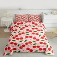 thumbnail image 3 of Homewish Red Cherry Full Size Comforter Sets,Cute Heart Print Bedding Comforter Set,Geometric Polka Dots Bedding Sets For Girl Kids,Breathable Home Decor Reversible,3pcs, 3 of 9
