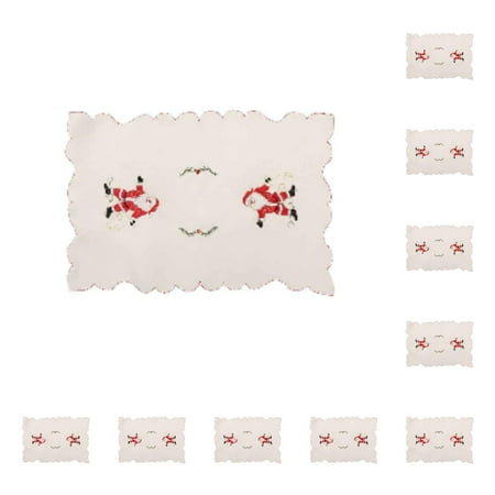 

Wrea 10 Pieces Embroidery Christmas Dinner Table Mat Table Dish Tableware Food Placemat Table Decoration