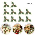 thumbnail image 4 of 10Pcs Simulation Christmas Red Fruit Leaves Christmas Tree Decoration, 4 of 8