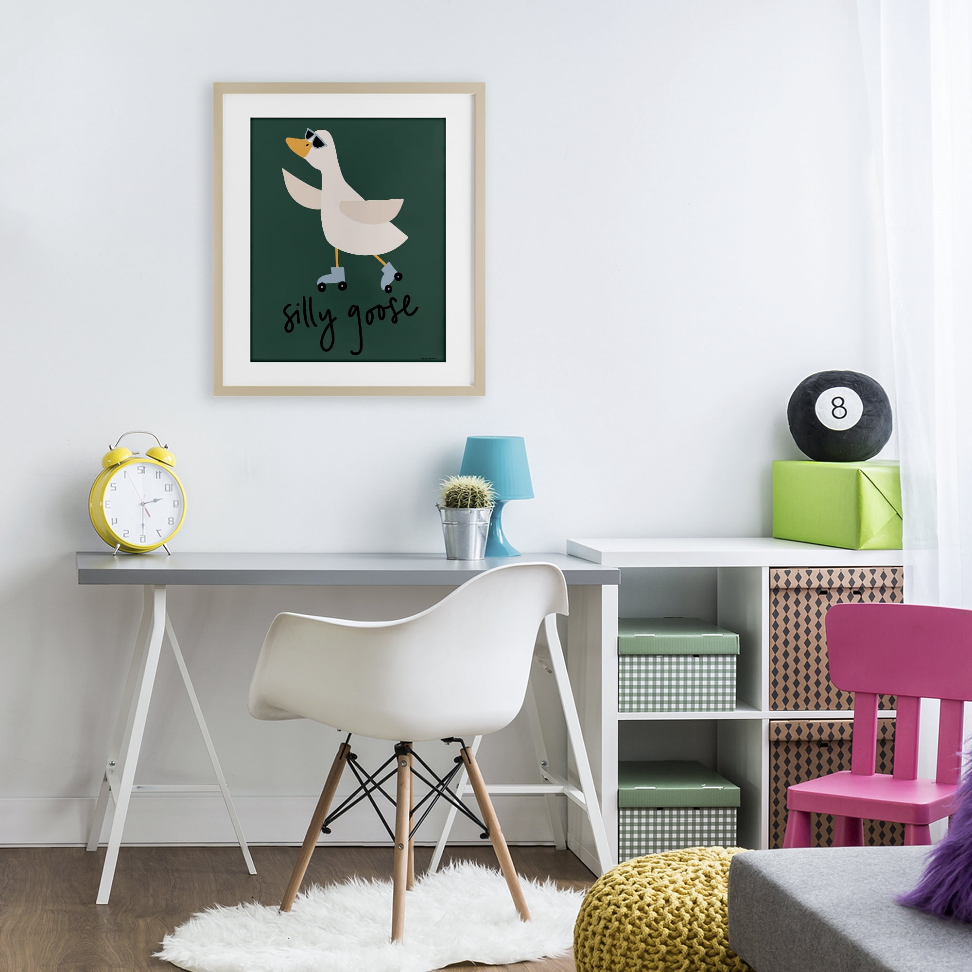 Stupell Industries Silly Goose on Skates Birch Framed Print Under Glass, design by Rachel Nieman