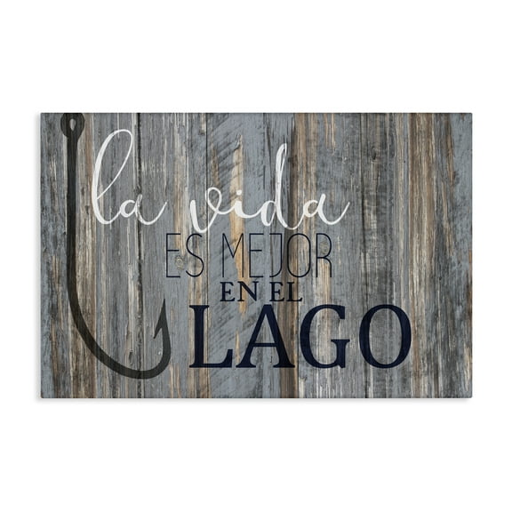 Stupell Industries Mejor en el Lago Azul Inspirational Quotes & Sayings Painting Wrapped Canvas Art Print Wall Art, 24 x 16
