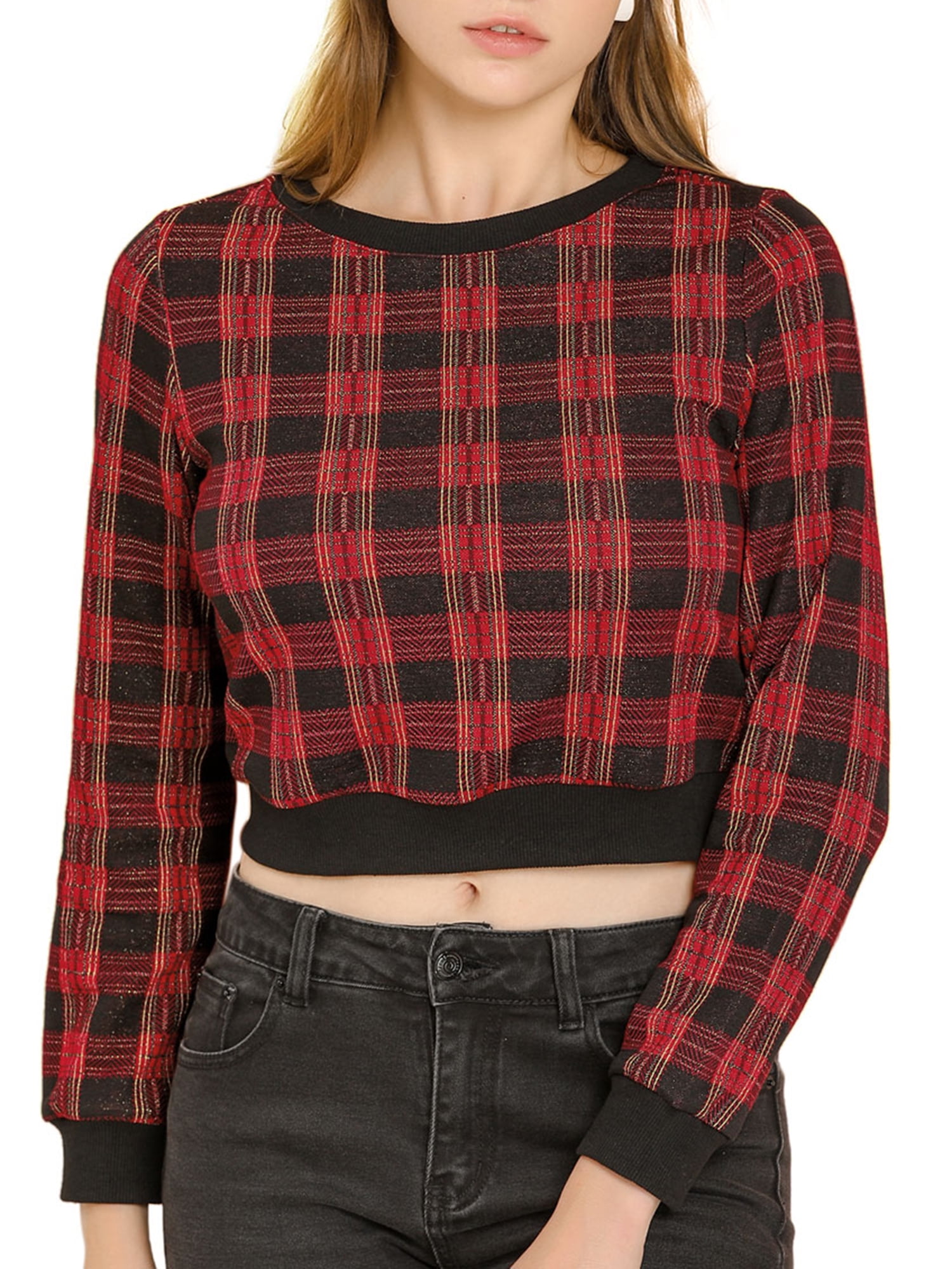 plaid long sleeve sweater