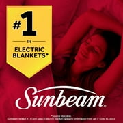 Sunbeam Electric Heated Fleece Blanket, Full, Newport Blue