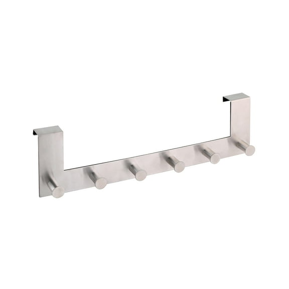 axentia 6 Hook Over Door Hanger, Stainless Steel Coat Robe Hat Clothes Hanger Rack Holder, Bath