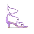 thumbnail image 3 of BLISSFUL STEP Women's Back to School Straps Kitten Heel Lace Up Sandals Purple 8.5, 3 of 7