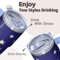 thumbnail image 4 of Reusable 20oz Textured Tumbler with Geometric Handle, Stainless Steel Double Wall Travel Mug, Leak Proof Insulated Cup Straw, 4 of 5