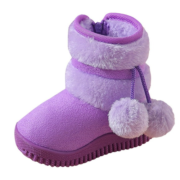 Povozer Boys Girls Toddler Snow Boots Slip Resistant Outdoor Winter Shoes(Purple,9.5)