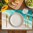thumbnail image 4 of Turquoise Ombre Oceans Placemats Set of 4, Watercolor Summer Coastal Beach Waves Placemats for Dining Table, Place Mats for Kitchen Tabletop, Waterproof Wipeable Dining Table Mats Set, 4 of 9