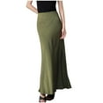 thumbnail image 2 of Womens Summer Skirts Wrapped Hip Slimming High Waist Patchwork Vintage Plain Elegant Maxi Skirts Army Green S-XL, 2 of 5