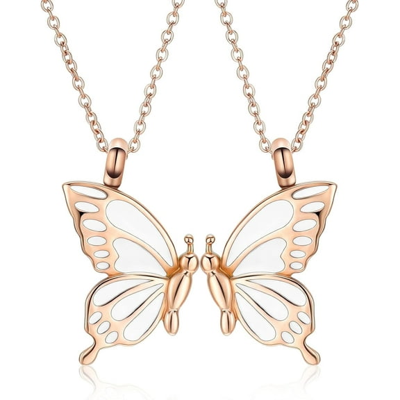 2 Pack Butterfly Urn Necklaces for Ashes for Women Men Stainless Steel Cremation Jewelry Keepsake Memorial Pendant Gift