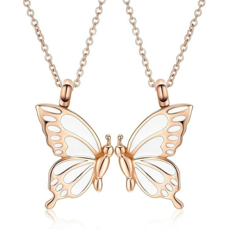 2 Pack Butterfly Urn Necklaces for Ashes for Women Men Stainless Steel Cremation Jewelry Keepsake Memorial Pendant Gift