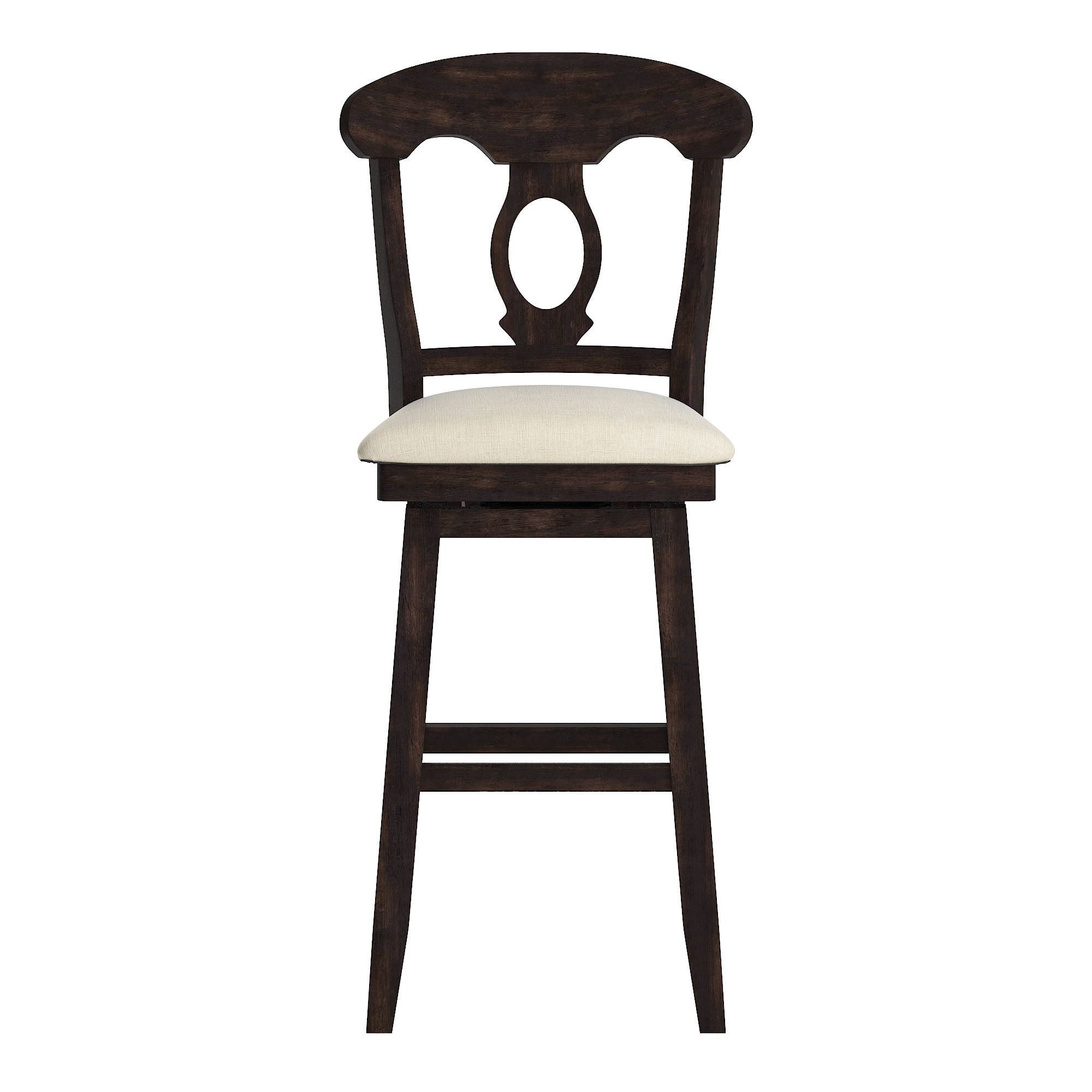 Weston Home Sheena Napoleon Back Bar Height Wood Swivel Stool, Antique Black