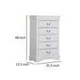 thumbnail image 5 of Ryla Tall Dresser Chest, 5 Drawers, Nickel Metal Handles, White Solid Wood, 5 of 5