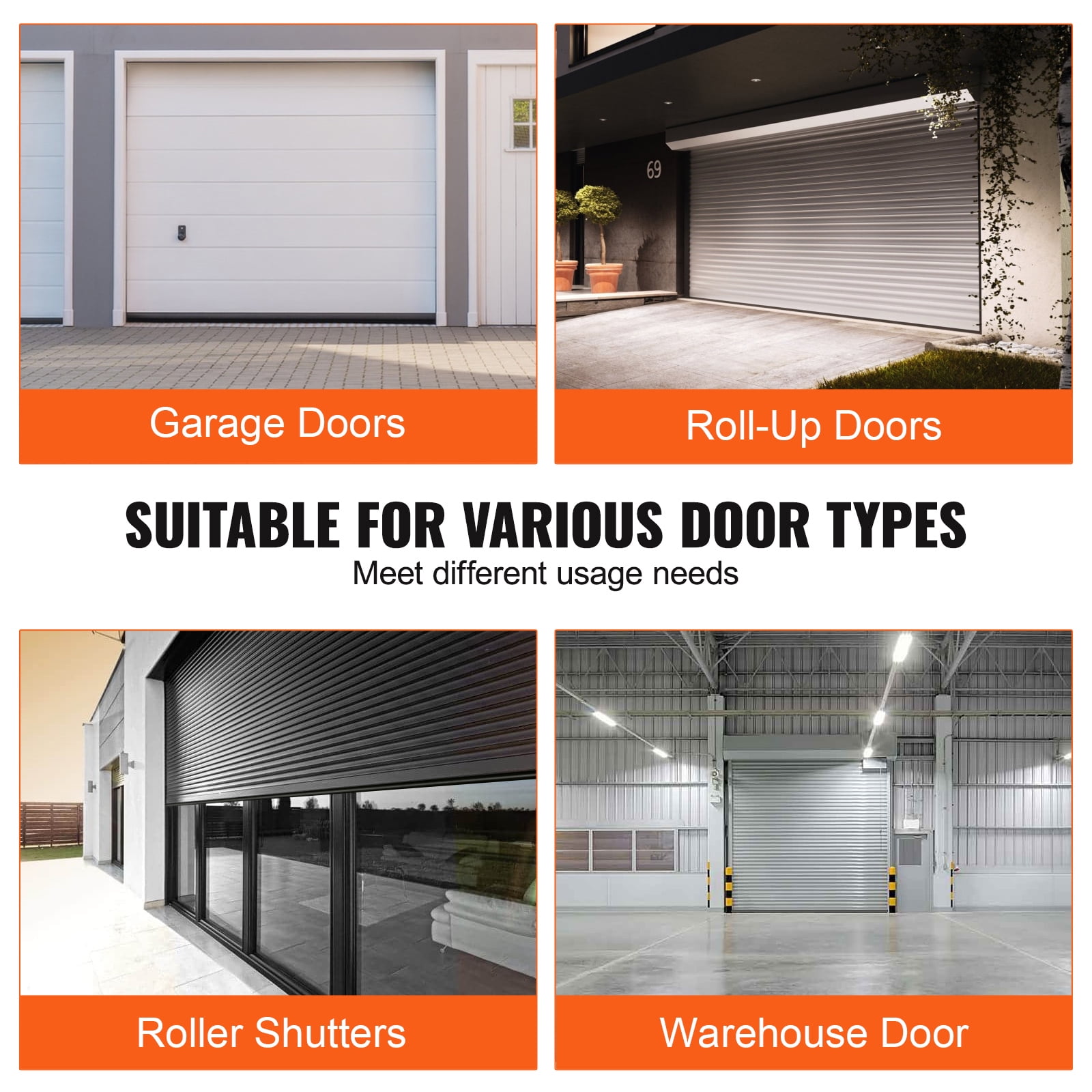 KFFKFF Garage Door Seals Bottom Rubber, Rubber Material, U Shape and O Ring Design, All-Weather Garage Door Weather Stripping, Universal Fit, Threshold Buffering and Sealing