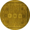 thumbnail image 1 of Ahgly Company Machine Washable Indoor Round Oriental Yellow Industrial Area Rugs, 8' Round, 1 of 4