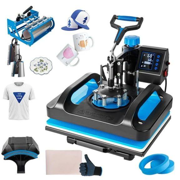 SHZOND Heat Press 15x12 Inch, 8 in 1 Heat Press Machine with 30 OZ Tumbler Attachment, Digital T-shirt Heat Press Machine,Professional Sublimation Heat Press for T Shirts Hat Cap Mug Plate