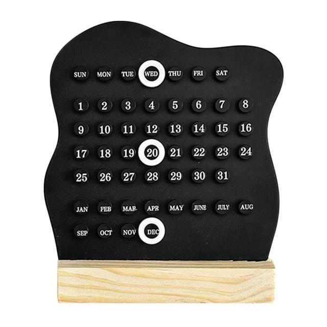 LOLIPPYY Desktop Perpetual Calendar Office Decorative Ornament Black Date Display 1Set