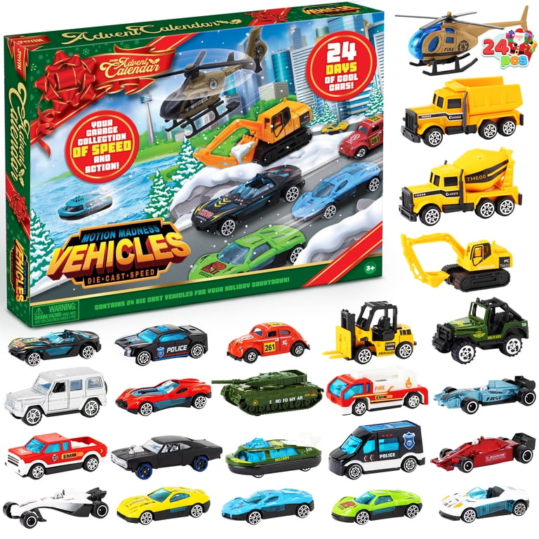 Calendrier De l'Avent Calendrier, 24 pièces jeu de Voiture de Noël,Calendrier de l'avent Enfant,Calendrier De l'avent Bebe Calendrier Du Compte à
