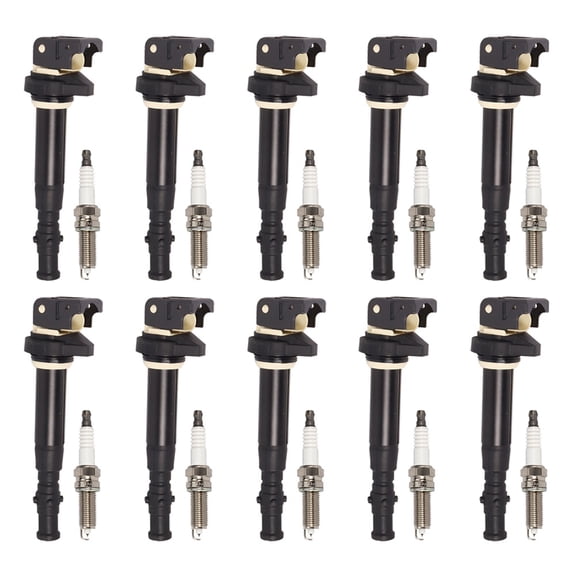 Set of 10 ISA Ignition Coil & 10 Iridium Spark Plug for 2006-2010 BMW M5 2006-2010 BMW M6 V10 5.0L Replacement For UF572,9409