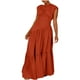 thumbnail image 1 of Sexy Vestido para las Mujeres, Color Sólido sin Mangas Cuello Redondo Plegado Cintura Retracta Tobillo Longitud Maxi Vestido, 1 of 9