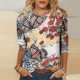 thumbnail image 2 of Tops Para Mujer Salir Tops Moda Casual Impreso Camiseta Suelta Media Manga 3/4 Blusa Cuello Redondo Odeerbi ODB148177, 2 of 5