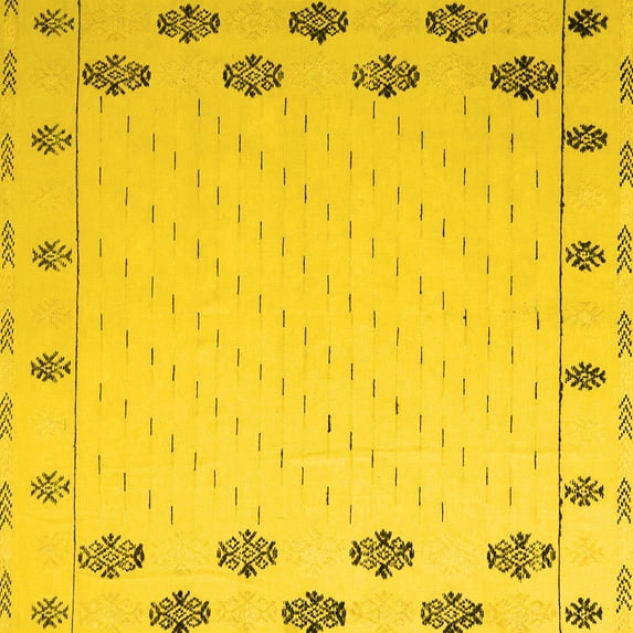 Ahgly Company Indoor Square Solid Yellow Modern Area Rugs, 7' Square