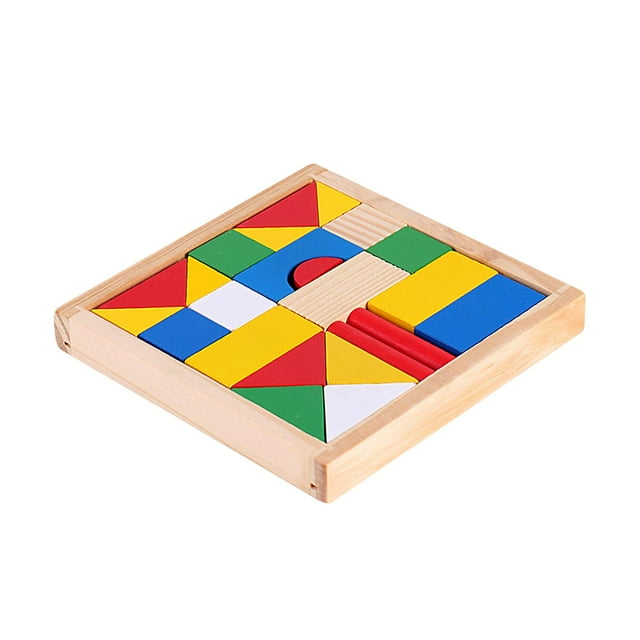 Bloques de madera geométricos, juguete de construcción de madera, juguetes de construcción, juego de apilamiento de apilador de arcoíris para niños