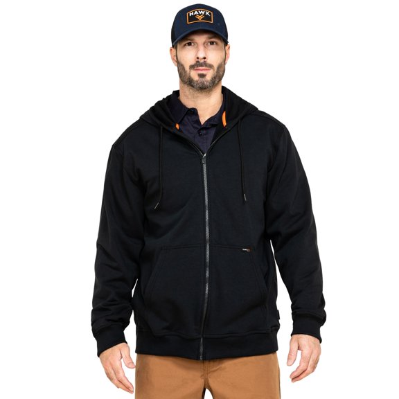 Hawx Work Gear Men's Fr Zip Up Fleece Hooded Work Hoodie - NVY
