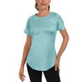 thumbnail image 2 of Htigea Clearance Women's Short Sleeve T-Shirt Moisture Workout Athletic Running Shirts Light Blue,S, 2 of 5