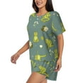 thumbnail image 2 of Lsque Cute Yoga Frogs Women's Short-Sleeved Pajama Set - 2 Piece Soft and Lightweight Sleepwear Set-3X-Large, 2 of 9