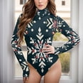 thumbnail image 5 of Christmas Snowflakes Women's Bodysuit Jumpsuit Mock Turtle Neck Long Sleeve TopsOne Piece Leotards Shirt Yoga Outfits, 5 of 8