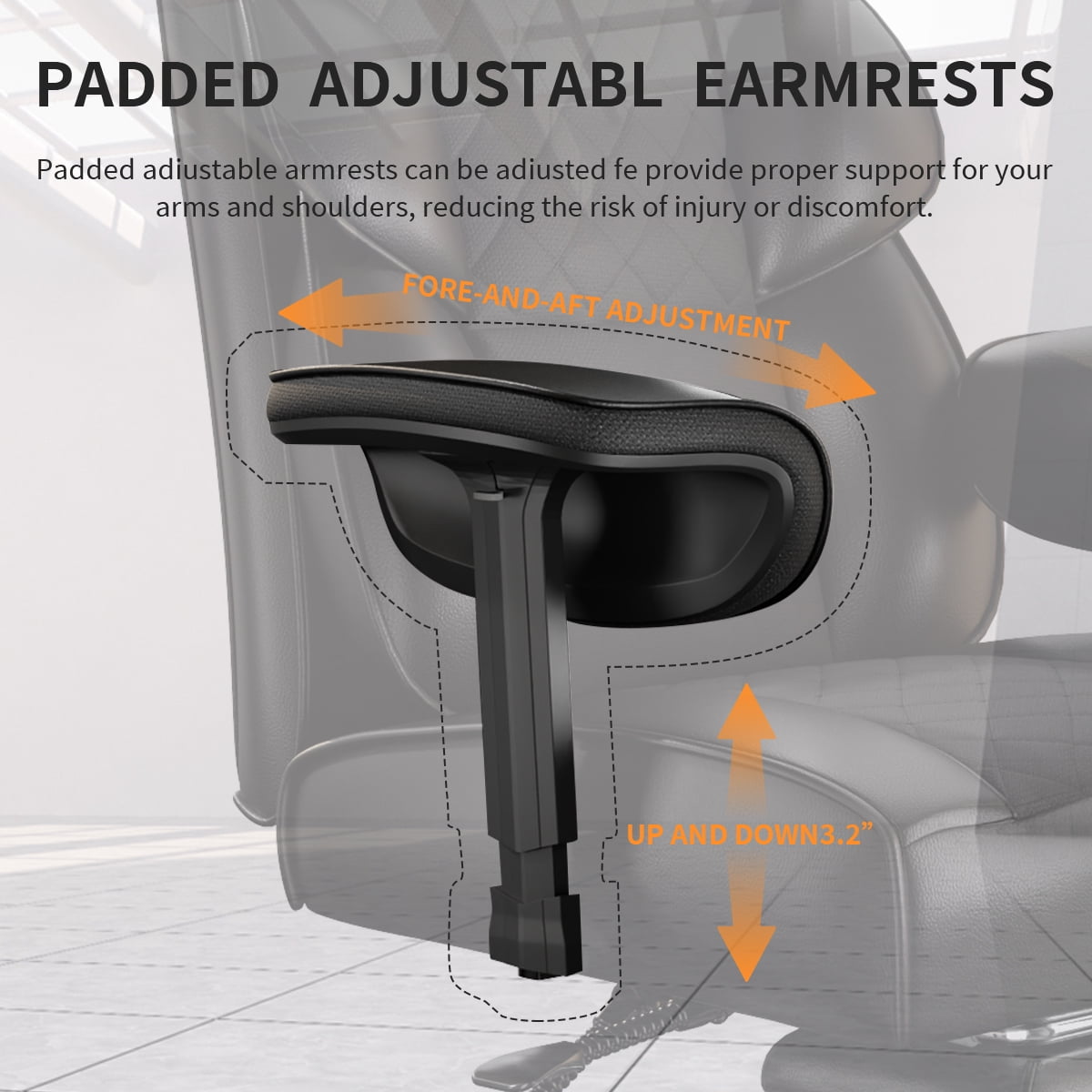 KOCEN Big and Tall Office Chair, Desk Chair with Soft Adjustable Armrests, Ergonomic High Back Gaming Chair with Lumbar Support, Executive Computer Chairs with Footrest(PU Leather, Black)