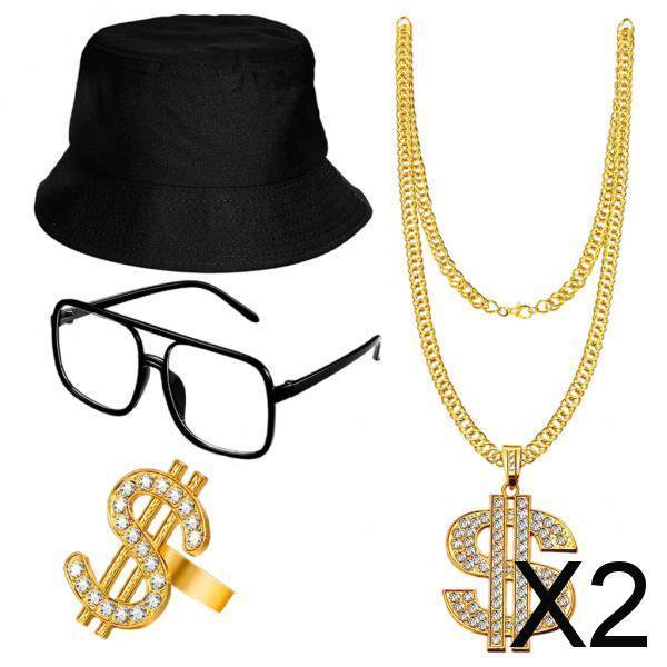 Kit De Disfraz De Hip Hop De 2 Piezas, Colgante De Rapero, Accesorios Para Suministros De Fiesta, Cosplay