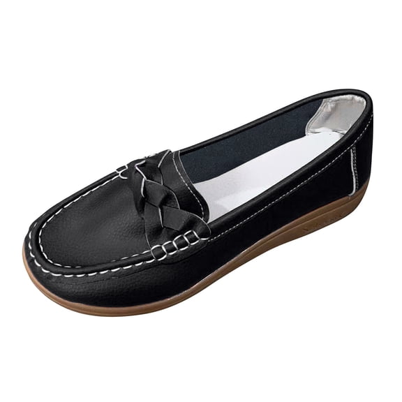 Sngxgn Women s Flats Breathable Comfort Slip-on Light Weight Walking Shoes(Black,42)