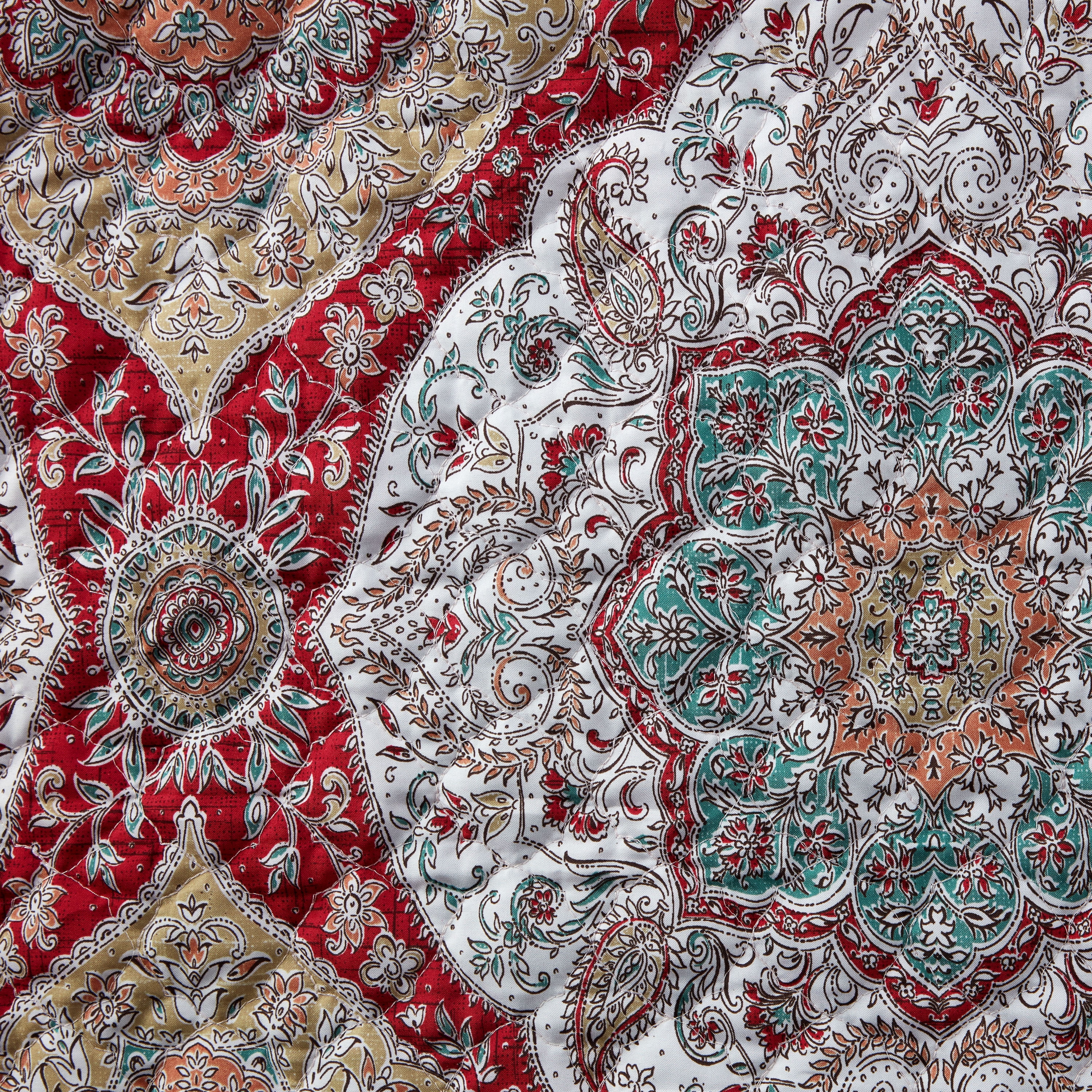Mainstays Reversible Vintage Tapestry Quilt, Red, King, 1-Piece