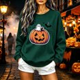 thumbnail image 5 of TKLPEHG Halloween Sweatshirts for Women 2026 Fashion Funny Ghost Jack O Lantern Pumpkin Graphic Sweatshirt Long Sleeve Crewneck Pullover (Green,M), 5 of 6