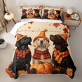 thumbnail image 2 of Homewish Retro Labrador Dog Quilt King,Halloween Pumpkins King Coverlet Set,Beige,Autumn Leaves Decor,3pcs, 2 of 7