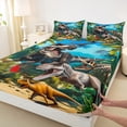 thumbnail image 3 of Manfei 3D Cartoon Dino Boy Twin Sheet Sets 3pcs, Jungle Tyrannosaurus Rex Twin Fitted Sheet, Ancient Animal Flat Sheet, Breathable Bedroom Decor, 3 of 7
