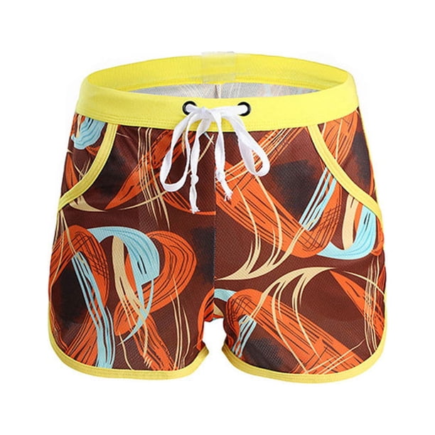 Augper Swim Trunks Fashion Men's Elastic Waistb and Beam Beach Line Belt Casual Sports Shorts Swim Trunks